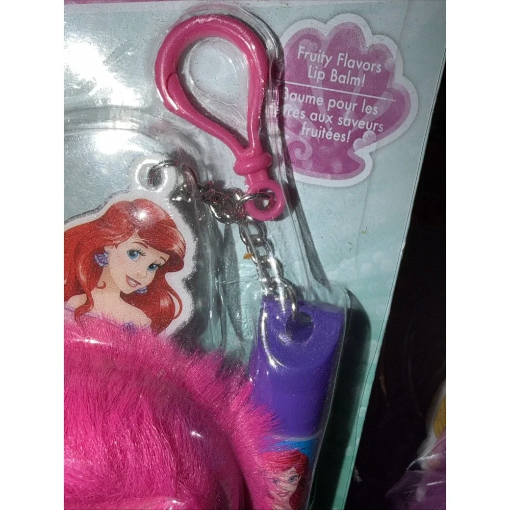 Disney Princess Ariel Rapunzel Lip Balm Keychain Cosmetic Set Lot of 2 New